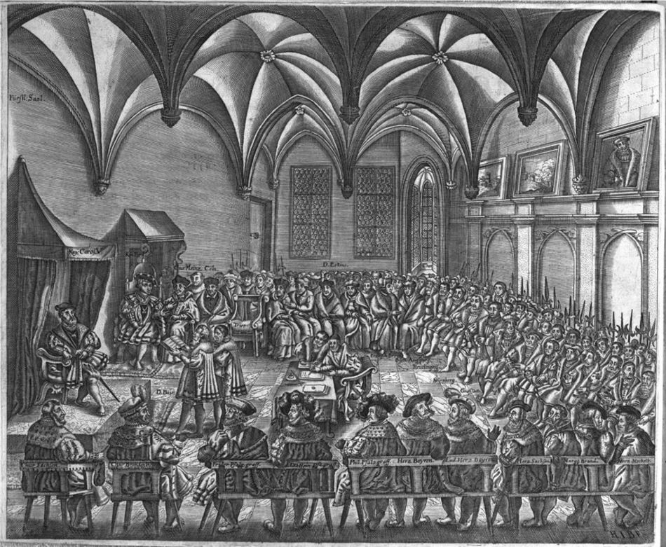 Christian Beyer verliest vor Kaiser Karl V. die „Confessio Augustana“